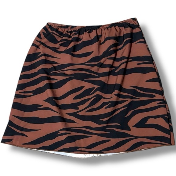NWT Another Reason Wm 10 Bold Orange Zebra Print Elastic Waist A-line Mini Skirt - Picture 7 of 15
